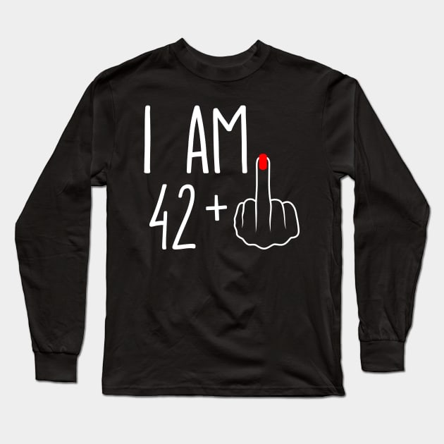 Vintage 43rd Birthday I Am 42 Plus 1 Middle Finger Long Sleeve T-Shirt by ErikBowmanDesigns